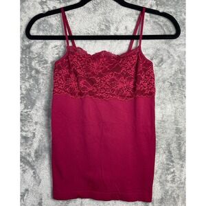 Banana Republic Tank Top Womens Small Red Lacy Stretch Cami Straps Y2K Fairy